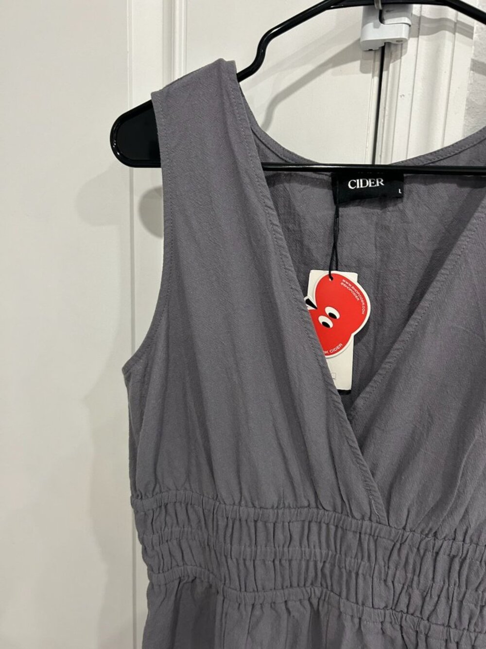 Cider Large Gray Sleeveless Elastic Waist Jumpsuit Pockets Clean Girl NWT - Picture 5 of 13